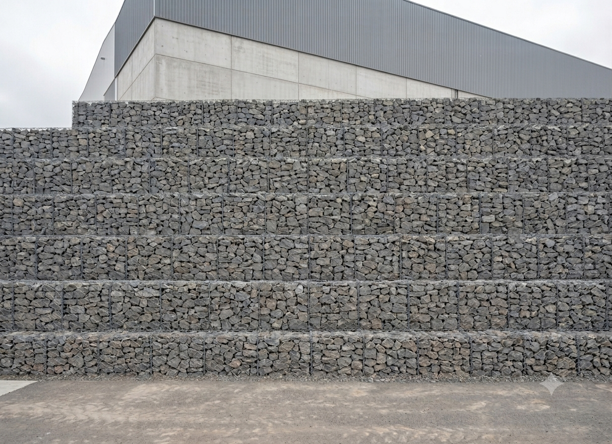 Multi-Tiered Gabion Retaining Wall